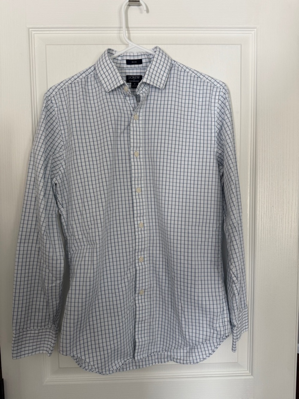 J. Crew Light Blue Windowpane Cotton Button-Down Shirt